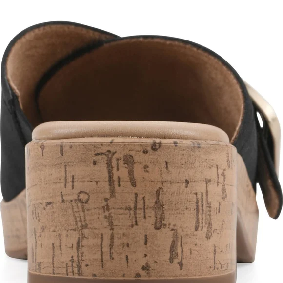 Cliffs by White Mountain Women's Black Nubuck Summer Comfy Slide Sandals - Picture 9 of 16